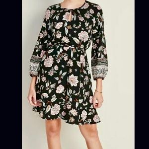 XL TALL  Old Navy waist-defined floral boho keyhole dress